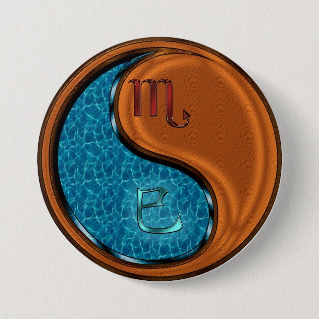 Badge Rond 7,6 Cm Scorpion & Serpent de Bois (Devant)
