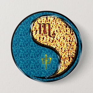 Badge Rond 7,6 Cm Scorpion & Singe de Feu