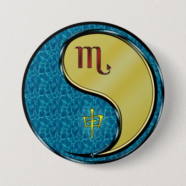 Badge Rond 7,6 Cm Scorpion & Singe de métal (Devant)