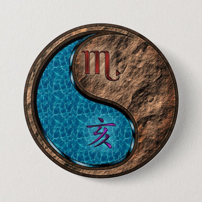 Badge Rond 7,6 Cm Scorpion & Terre de Sanglier (Devant)