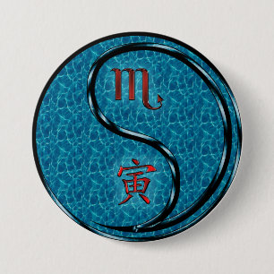 Badge Rond 7,6 Cm Scorpion & Tigre d'eau
