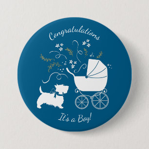Badge Rond 7,6 Cm Scotty Chien Baby shower Chien Chien Chiot écossai
