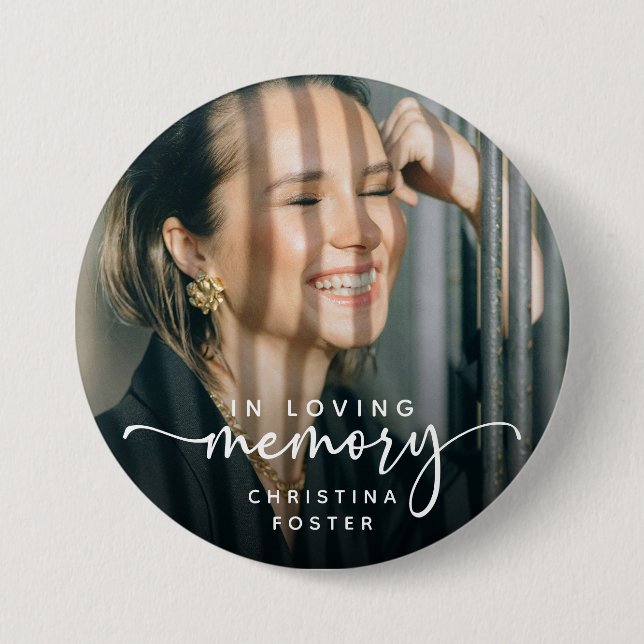 Badge Rond 7,6 Cm Script In Love Memory Photo Memorial (Devant)