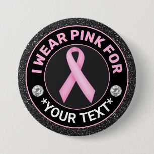 Badge Rond 7,6 Cm Sensibilisation au cancer du sein Je porte du rose