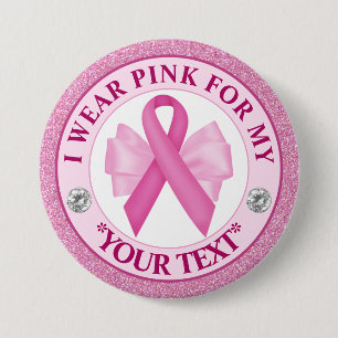 Badge Rond 7,6 Cm Sensibilisation au cancer du sein Je porte du rose