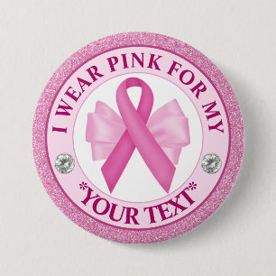 Badge Rond 7,6 Cm Sensibilisation au cancer du sein Je porte le rose