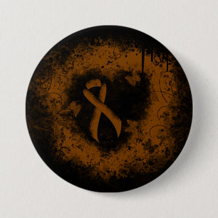Badge Rond 7,6 Cm Sensibilisation Brown Ruban Grunge Coeur