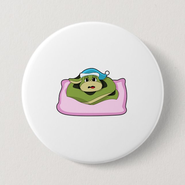 Badge Rond 7,6 Cm Serpent au coucher avec casquette (Devant)