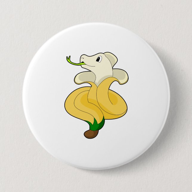 Badge Rond 7,6 Cm Serpent avec banane (Devant)