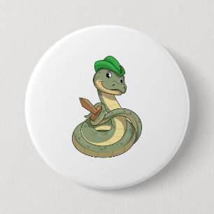 Badge Rond 7,6 Cm Serpent avec épée