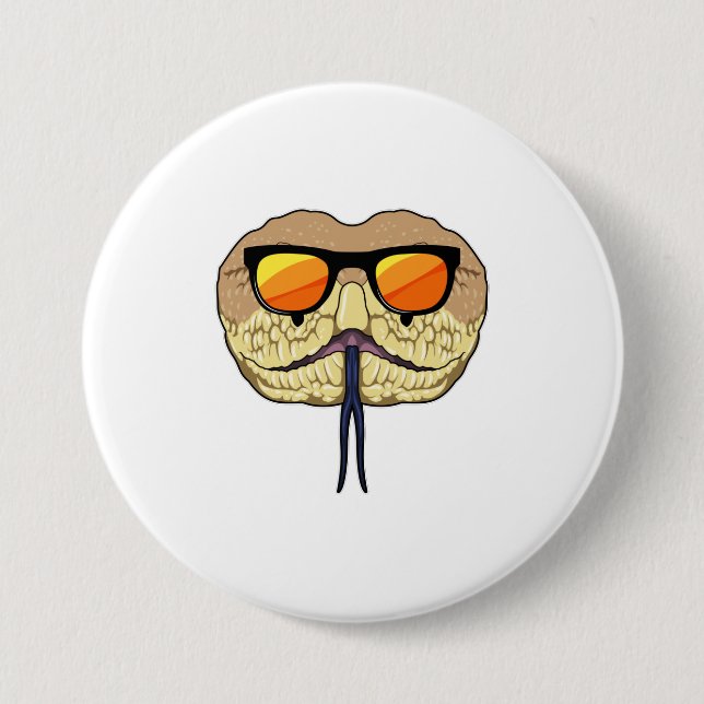 Badge Rond 7,6 Cm Serpent avec lunettes de soleil (Devant)