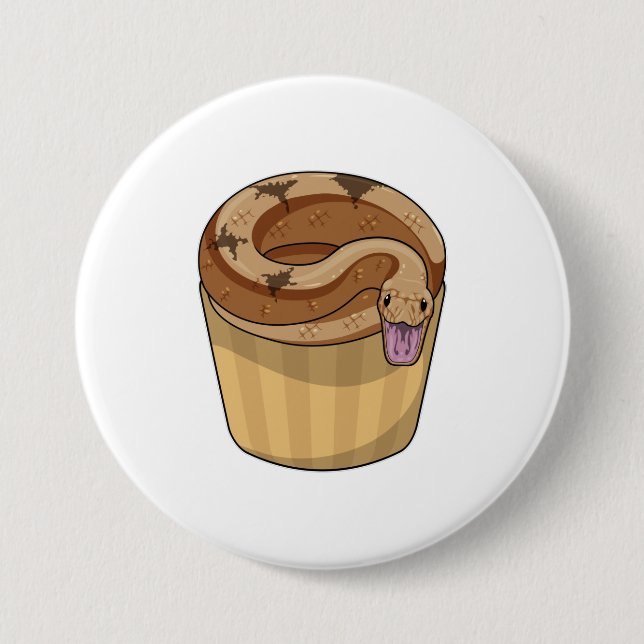 Badge Rond 7,6 Cm Serpent avec muffin (Devant)