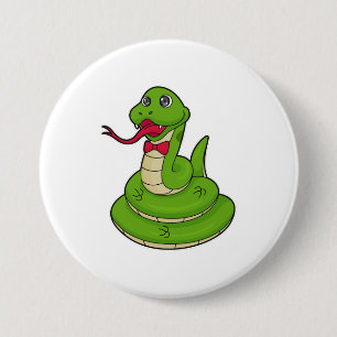 Badge Rond 7,6 Cm Serpent avec noeud papillon