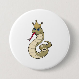 Badge Rond 7,6 Cm Serpent comme roi avec Couronne
