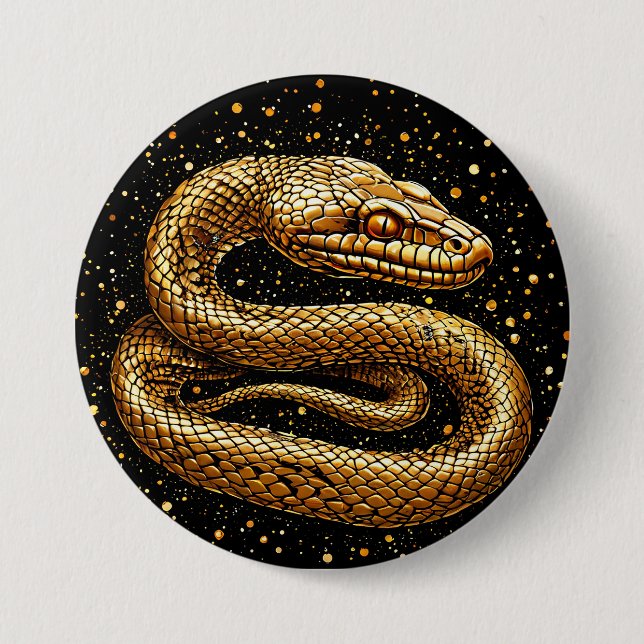 Badge Rond 7,6 Cm Serpent doré (Devant)