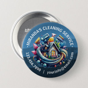 Badge Rond 7,6 Cm Service de nettoyage de maison moderne et de ménag