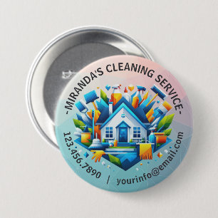 Badge Rond 7,6 Cm Service de nettoyage de maison moderne ménage