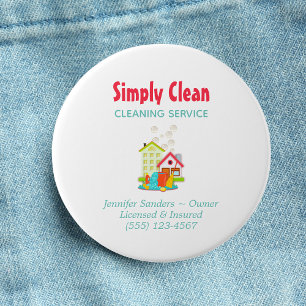 Badge Rond 7,6 Cm Service De Nettoyage Maison Cute Business