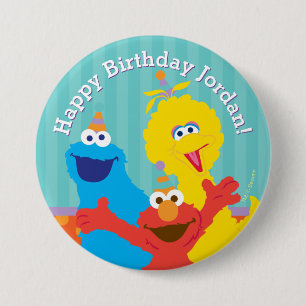 Badge Rond 7,6 Cm Sesame Pals Anniversaire Motif