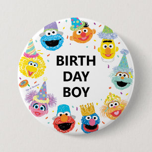 Badge Rond 7,6 Cm Sesame Street Confetti Anniversaire Garçon
