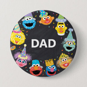 Badge Rond 7,6 Cm Sesame Street Confetti Anniversaire Père de l'enfa