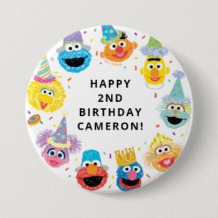Badge Rond 7,6 Cm Sesame Street Pals Confetti Anniversaire
