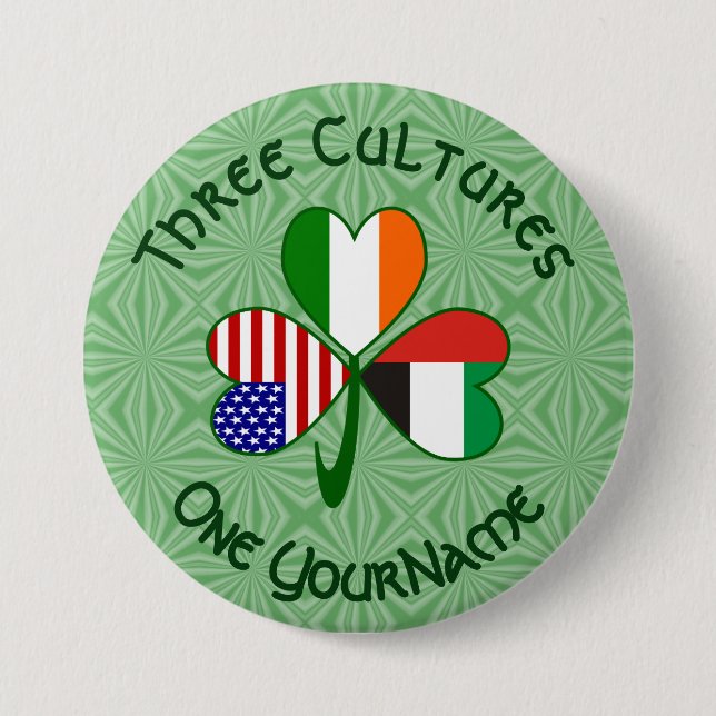 Badge Rond 7,6 Cm Shamrock des drapeaux irlandais américains des Émi (Devant)