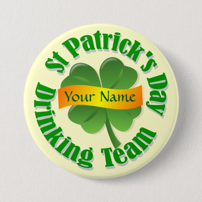 Badge Rond 7,6 Cm Shamrock St Patrick personnalisé (Devant)