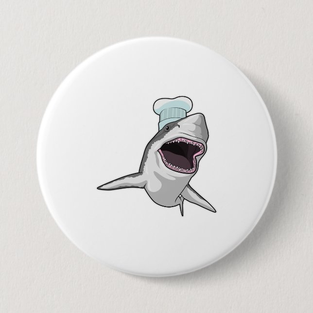 Badge Rond 7,6 Cm Shark as Cook (Devant)