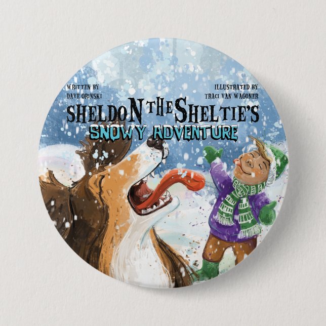 Badge Rond 7,6 Cm Sheldon le Sheltie (Devant)