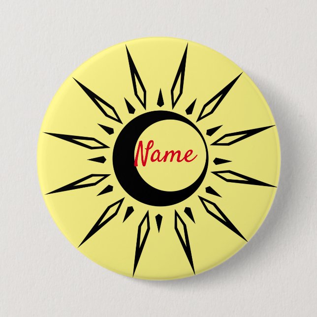 Badge Rond 7,6 Cm Shining Sun Crescent Moon (Devant)