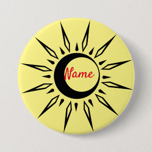 Badge Rond 7,6 Cm Shining Sun Crescent Moon