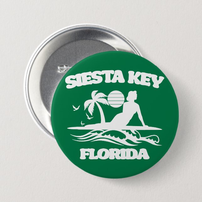 Badge Rond 7,6 Cm Siesta Key Floride (Devant & derrière)