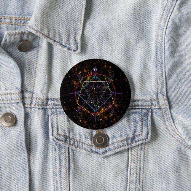 Badge Rond 7,6 Cm Sigil de Géométrie Sacrée (En situation)