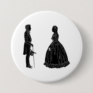 Badge Rond 7,6 Cm silhouette d'abraham lincoln et de mary todd linco