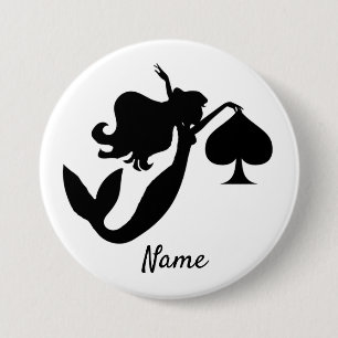 Badge Rond 7,6 Cm Silhouette de sirène noire Thunder_Cove