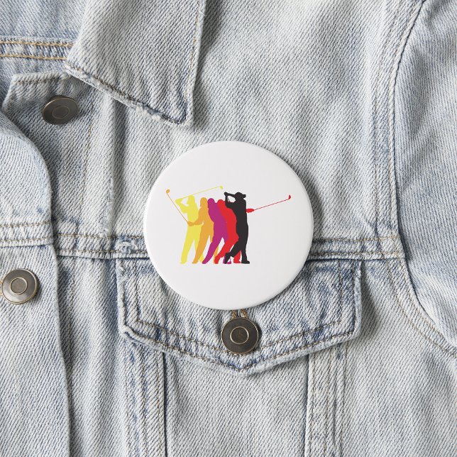 Badge Rond 7,6 Cm Silhouette de swing de golf coloré Golfeur Outline (Créateur téléchargé)