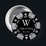 Badge Rond 7,6 Cm Silver Parties scintillant Poker Chip Casino Maria<br><div class="desc">Célébrez dans le style avec ce bouton de puces de poker tendance. Le design est facile à personnaliser avec votre propre libellé et votre famille et vos amis seront ravis quand ils recevront cette fabuleuse faveur de fête. Les éléments correspondants se trouvent dans la collection.</div>