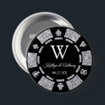 Badge Rond 7,6 Cm Silver Parties scintillant Poker Chip Casino Maria<br><div class="desc">Célébrez dans le style avec ce bouton de puces de poker tendance. Le design est facile à personnaliser avec votre propre libellé et votre famille et vos amis seront ravis quand ils recevront cette fabuleuse faveur de fête. Les éléments correspondants se trouvent dans la collection.</div>
