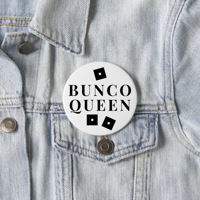 Badge Rond 7,6 Cm Simple Black Dice Bunco Queen (En situation)