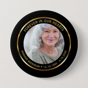 Badge Rond 7,6 Cm Simple Élégant Célébration de la Vie Noir & Or 