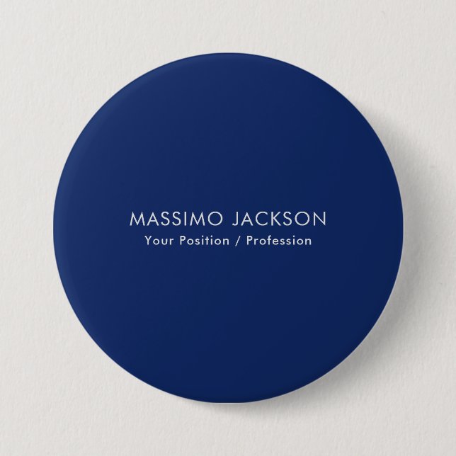 Badge Rond 7,6 Cm Simple Élégant Minimaliste Moderne Bleu (Devant)