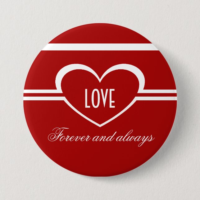 Badge Rond 7,6 Cm Simple Heart Button, Deep Red (Devant)