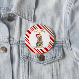 Badge Rond 7,6 Cm Simple moderne joyeux noël Lab chiot chien patte