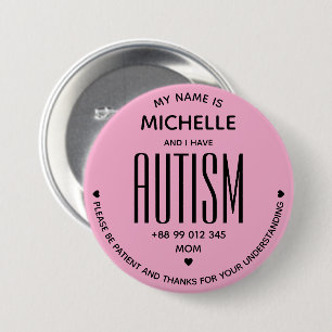 Badge Rond 7,6 Cm Simple Rose J'ai une conscience de l'autisme TSA S