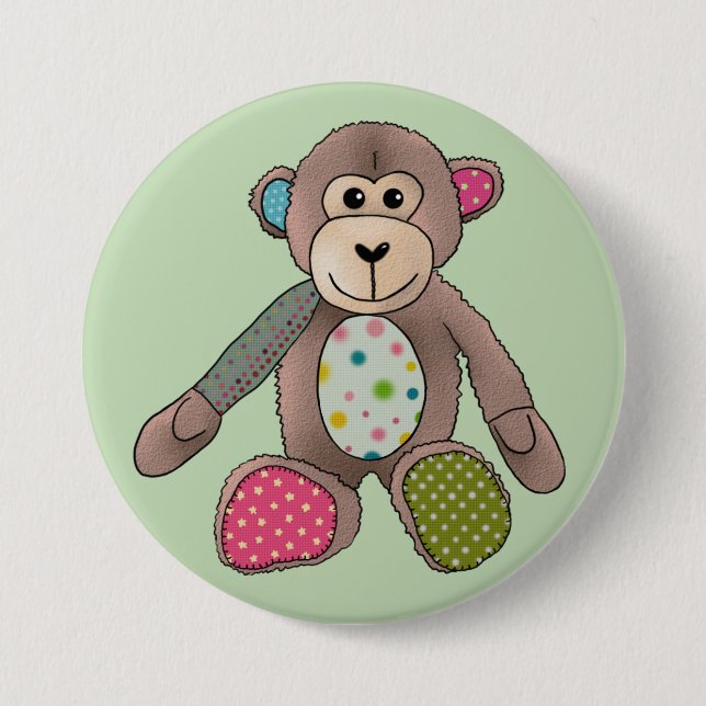 Badge Rond 7,6 Cm Singe (Devant)