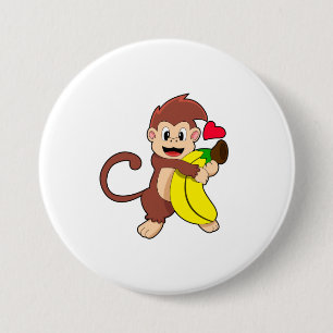 Badge Rond 7,6 Cm Singe à la banane