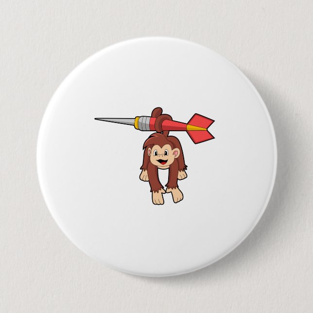 Badge Rond 7,6 Cm Singe aux fléchettes avec Dart (Devant)