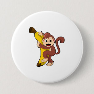 Badge Rond 7,6 Cm Singe avec banane (1).PNG