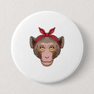 Badge Rond 7,6 Cm Singe avec Bandana